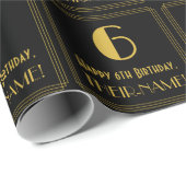 6e verjaardag ~ Art Deco Geïnspireerde look "6", n Cadeaupapier (Rol Hoek)