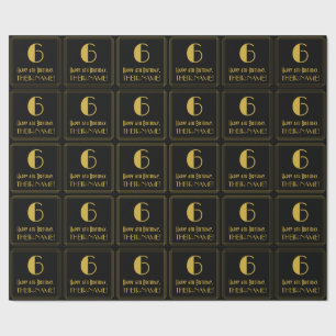 6e verjaardag ~ Art Deco Geïnspireerde look "6", n Cadeaupapier