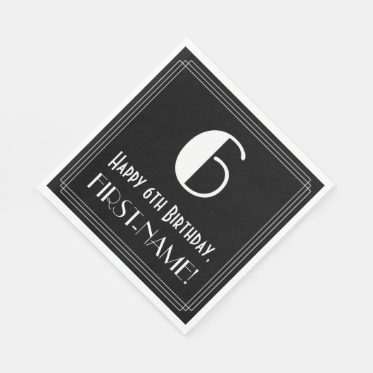 6e verjaardag ~ Art Deco Geïnspireerde look "6", n Servet (Hoek)