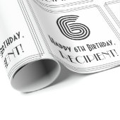 6e verjaardag: Art Deco Geïnspireerde stijl "6" +  Cadeaupapier (Rol Hoek)