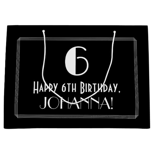 6e verjaardag: Art Deco geïnspireerde stijl "6", n Groot Cadeauzakje (Voorkant)