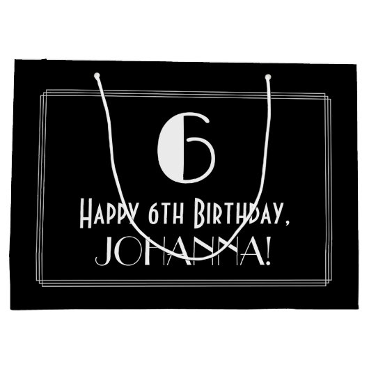 6e verjaardag: Art Deco geïnspireerde stijl "6", n Groot Cadeauzakje (Achterkant)