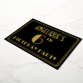 6e verjaardag: Art Deco Kijk "6", met naam Folie Uitnodiging (Gedraaid)