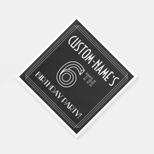 6e verjaardag: Art Deco Style + aangepaste naam Servet (Hoek)