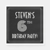 6e verjaardag: Art Deco Style + aangepaste naam Servet (Voorkant)