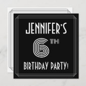 6e verjaardag: Art Deco Style met aangepaste naam Kaart (Voorkant / Achterkant)