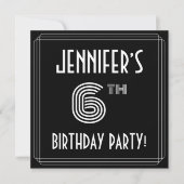 6e verjaardag: Art Deco Style met aangepaste naam Kaart (Voorkant)