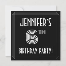 6e verjaardag: Art Deco Style met aangepaste naam