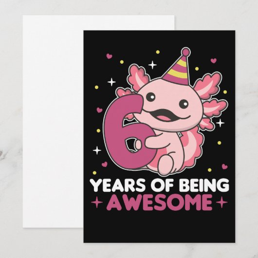6e verjaardag Axolotl Six Year Old Sweet Axolotls  Kaart (Voorkant / Achterkant)