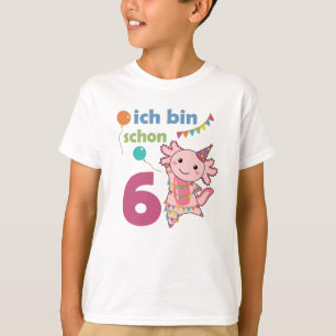 6e verjaardag Axolotl Zes jaar oude kalveren T-shirt