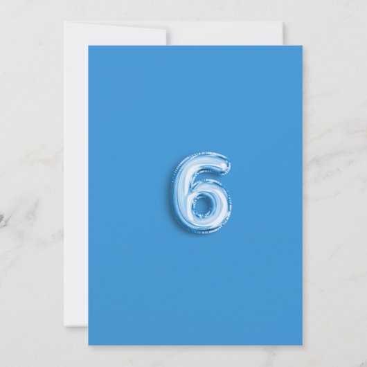 6e verjaardag ballon jongen blauw neon kaart (Achterkant)