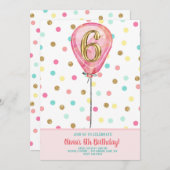 6e verjaardag ballon kaart (Voorkant / Achterkant)