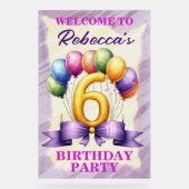 6e verjaardag ballon thema acryl bord (Voorkant)