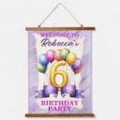 6e verjaardag ballon thema hangend wandkleed (Voorkant)