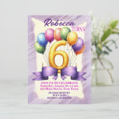 6e verjaardag ballon thema kaart (Staand voorkant)