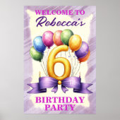 6e verjaardag ballon thema poster (Voorkant)