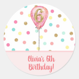 6e verjaardag ballonballon Glitter Stickers