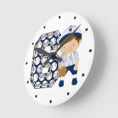 6e verjaardag Baseball Catcher Blue en White Ronde Klok (Hoek)