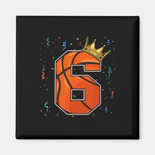 6e verjaardag Basketball Big Nummer 6 jaar Magneet (Voorkant)