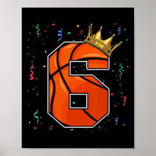 6e verjaardag Basketball Big Nummer 6 jaar Poster