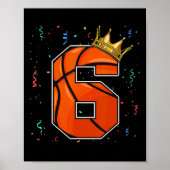 6e verjaardag Basketball Big Nummer 6 jaar Poster (Voorkant)