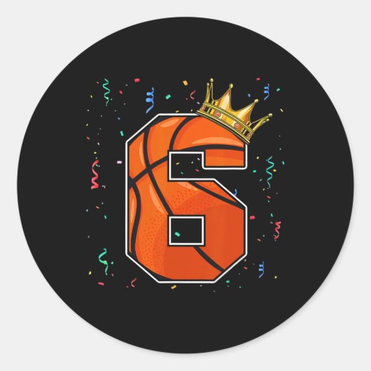 6e verjaardag Basketball Big Nummer 6 jaar Ronde Sticker (Voorkant)