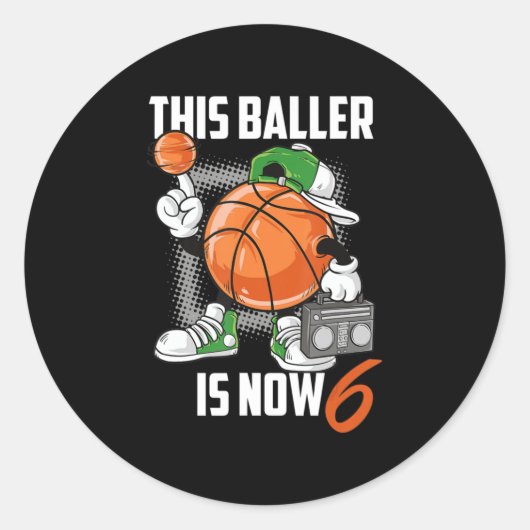 6e verjaardag Basketball Player Funny 6 jaar oud Ronde Sticker (Voorkant)