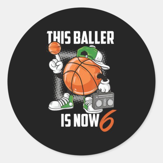 6e verjaardag Basketball Player Funny 6 jaar oud Ronde Sticker (Voorkant)