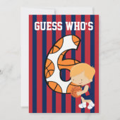 6e verjaardag Blauw en Rode Basketball Player Kaart (Voorkant)