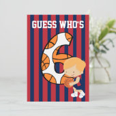 6e verjaardag Blauw en Rode Basketball Player Kaart (Staand voorkant)