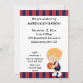 6e verjaardag Blauw en Rode Basketball Player Kaart (Achterkant)