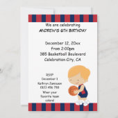 6e verjaardag Blauwe en Rode Basketbalspeler v2 Kaart (Achterkant)