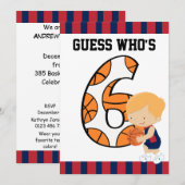 6e verjaardag Blauwe en Rode Basketbalspeler v2 Kaart (Voorkant / Achterkant)