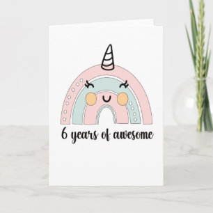 6e verjaardag Boho Rainbow 6 jaar oude Unicorn Kaart