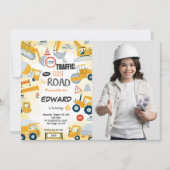 6e verjaardag bouw foto uitnodiging (Voorkant)