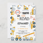 6e verjaardag bouw jongen uitnodiging (Voorkant)