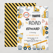 6e verjaardag bouw jongen uitnodiging (Voorkant / Achterkant)