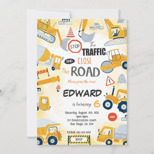 6e Verjaardag Bouwuitnodiging Kaart (Voorkant)