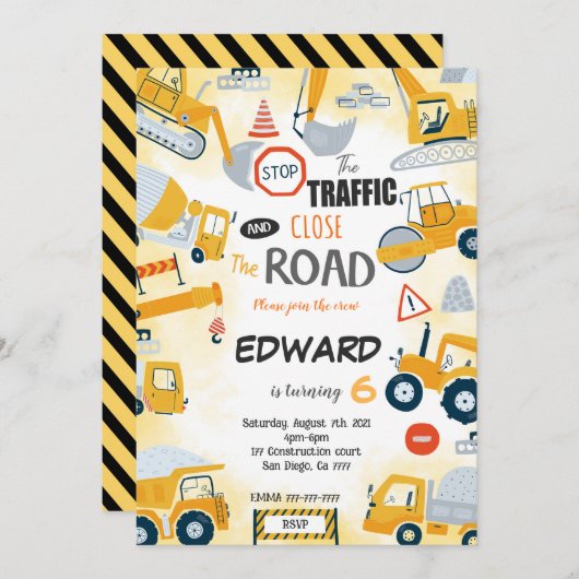 6e Verjaardag Bouwuitnodiging Kaart (Voorkant / Achterkant)