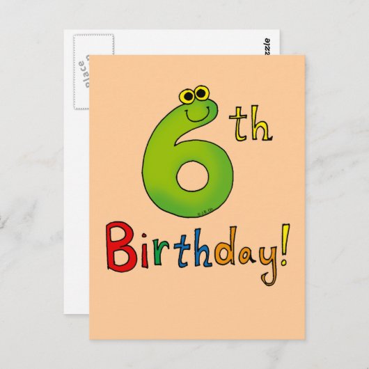 6e verjaardag! briefkaart (Voorkant / Achterkant)