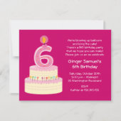 6e verjaardag Cake Eenvoudige uitnodiging (Voorkant)