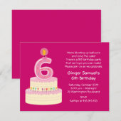 6e verjaardag Cake Eenvoudige uitnodiging (Voorkant / Achterkant)