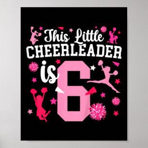6e verjaardag cheerleader meisje zes jaar oud  poster