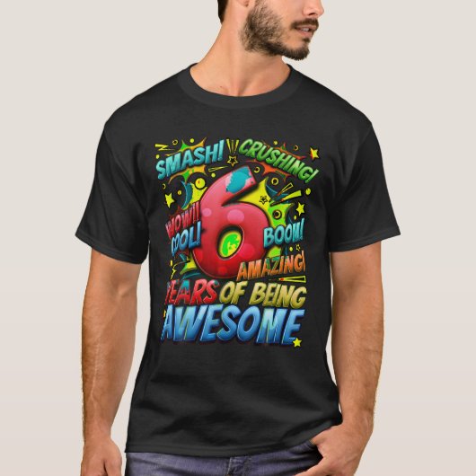 6e verjaardag Comic Style Geweldige sinds 2017 6 j T-shirt (Voorkant)