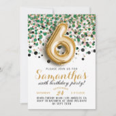 6e verjaardag Confetti Invitation Kaart (Voorkant)
