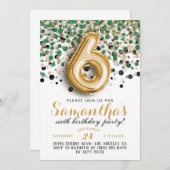 6e verjaardag Confetti Invitation Kaart (Voorkant / Achterkant)