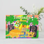 6e verjaardag Cool Dinosaur DJ Party Uitnodigingen (Staand voorkant)
