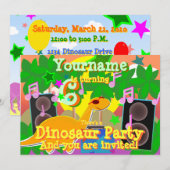 6e verjaardag Cool Dinosaur DJ Party Uitnodigingen (Voorkant / Achterkant)