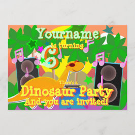 6e verjaardag Cool Dinosaur DJ Party Uitnodigingen