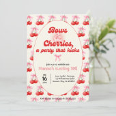 6e Verjaardag Coquette Kersen Bogen Bubble Letters Kaart (Staand voorkant)